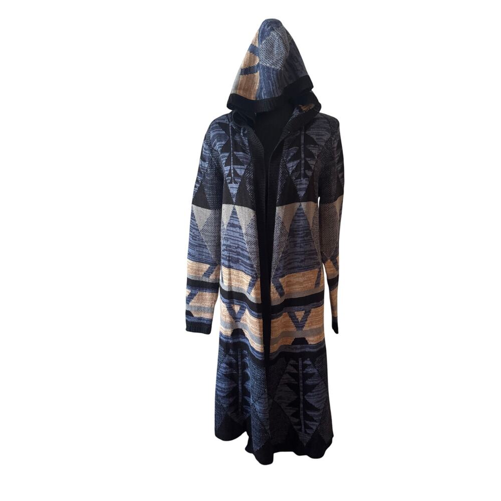 NOSTALGIA Blue Pattern Cardigan Size Small